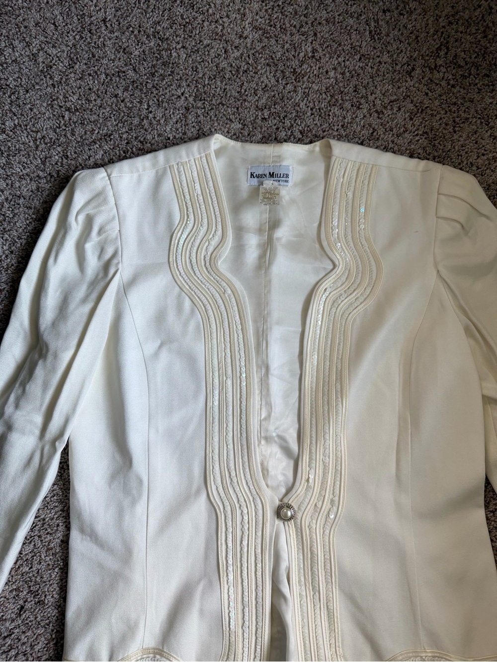 Karen Miller New York Ivory Lined Jacket Label Detail